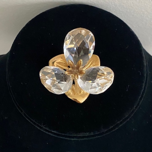 Gold Tone Multifaceted Crystal Flower Keepsake - Picture 1 of 8